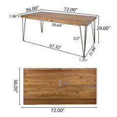 Christopher Knight Home Zion Outdoor Modern Industrial Acacia Wood 3 Piece Picnic Set with Hairpin Legs, Teak and Rustic Metal