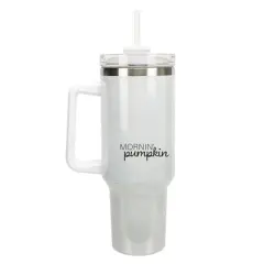 Elanze Designs Mornin' Pumpkin Fall Harvest Season 40 oz. Stainless Steel, Large Water Bottle Coffee Mug, Spill & Leak Resistant, Thermal Travel