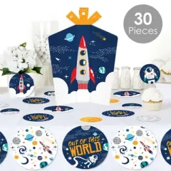 Big Dot of Happiness Blast Off to Outer Space - Rocket Ship Baby Shower or Birthday Party Decor and Confetti - Terrific Table Centerpiece Kit 30 Ct