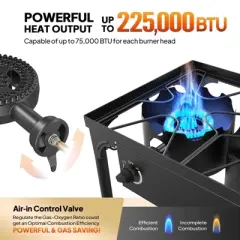 ROVSUN 3 Burner Outdoor Propane Gas Stove, 225,000 BTU High Pressure Stand Cooker for Backyard Cooking Camping Home Brewing Canning Frying