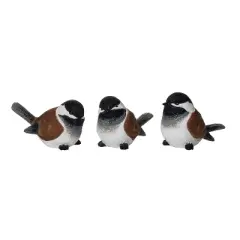 Transpac Set of 3 Resin Snowy Bird Figurines - Charming Christmas Decorative Objects for Holiday Home Decor