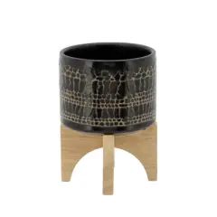 Sagebrook Home Glazed Ceramic Planter Pot with Stand