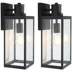 Agni 6.5" Outdoor Wall Sconce (Set of 2) - PLT7014 - Black - Safavieh