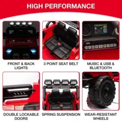 12V Ride-On Truck Car for Kids &ndash; Battery Powered Electric Vehicle with Remote Control, Spring Suspension, LED Lights, Bluetooth & 3 Speeds