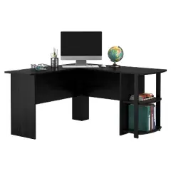 Fieldstone Wood L Shaped Computer Desk with Storage  - Room & Joy