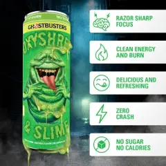 EHPlabs OxyShred Energy Drink - Zero Sugar, Zero Calories, with Amino Acids, Vitamin C, Green Tea Extract & Clean Caffeine - Slimer Lime (12-Pack)