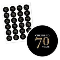 Big Dot of Happiness Adult 70th Birthday - Gold - Birthday Party Circle Sticker Labels - 24 Count