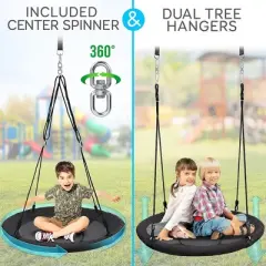 SereneLife Saucer Swing with Hang Kit - Black