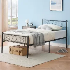 Twin/Twin XL/Queen Size Metal Bed Frame with Heart Design Headboard, Under Bed Storage, No Box Spring Needed For Kids & Teens