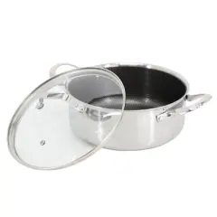 Oster Modessa 4.5 Quart Nonstick Triply Stainless Steel Dutch Oven with Honeycomb Design in Silver