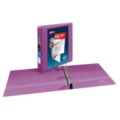 Avery 400 Sheet 2.1"x1.5" One Touch EZD Heavy-Duty Ring Binder Purple: Polypropylene, D Rings, 4 Pockets, Clear Hard Cover