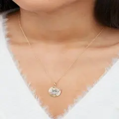 Disney Minnie Mouse Yellow Gold Over Sterling Silver Cubic Zirconia Disc Pendant Necklace, 16 + 2"