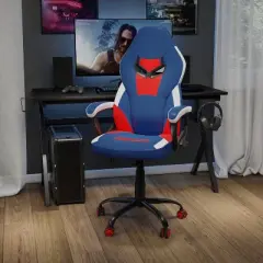Flash Furniture Ergonomic PC Office Computer Chair - Adjustable Red & Blue Designer Gaming Chair - 360&deg; Swivel - Red Dual Wheel Casters