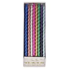 Meri Meri Multi Metallic Twisted Candles (Pack of 16)
