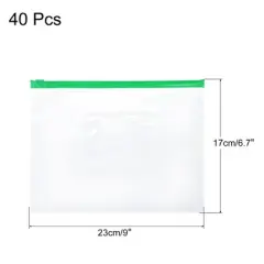 Unique Bargains A5 PVC Waterproof Home Office Travel Zip Envelope File Bags 40 Pcs