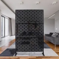 CAVINAS Patio Decorative Screen Metal Fence Privacy Screen with Grid Pattern for Outside and Garden, 76" H&times;48" W