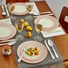 Silver Spoons Elegant Disposable Plastic Plates for Party, Heavy Duty Disposable Dinner Set, Dessert Plates - Blush - Pastel Collection