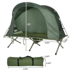 Tangkula 1-Person Folding Camping Tent Cot Portable Outdoor Tent for Backpacking & Hiking Green/Gray