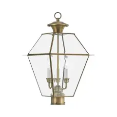 Livex Lighting Westover 3 - Light Post Light in  Antique Brass