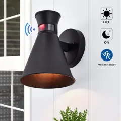 C Cattleya 1-Light Black Motion Sensing Dusk to Dawn Incandescent Hardwired Outdoor Wall Sconce