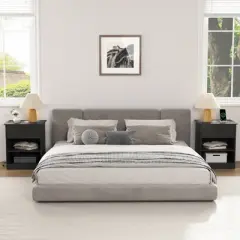 Resenkos Wood Nightstand With Charging Station, Bedside Table With Wood Drawers And Open Shelf, Night Stand With Storage For Bedroom,