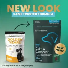 VetriScience Senior Calm & Confident Behavior Support Chew for Senior Dogs, Chicken Flavor, 60 Count Bag