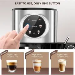 Kismile Espresso Machine 20Bar, Cappuccino Machine with Automatic Milk Frother,3 in 1 Professional Espresso Maker with Capsule Compatible