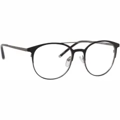 Ernest Hemingway H4810 Unisex Round Frame Eyeglasses in Satin Black/Silver 52 mm