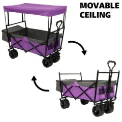 Lirago 7" Collapsible Baby Stroller Wagon 480Lbs with Canopy Mosquito Net All Terrain Wheels Adjustable Handle Purple