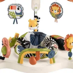 Fisher-Price Palm Paradise Jumperoo Adjustable Baby Bouncer Activity Center with Swivel Seat, Lights, Sounds, Music, and Developmental Toys