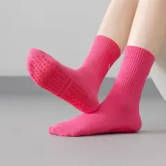 Anna-Kaci 3 Pair Combo Sale Anti Slip Crew Socks with Grip Soles and Ribbed Cuffs in Multiple Color Options