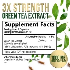 Green Tea Fat Burner 1000mg EGCG Extract Natural Weight Loss Supplement Capsules - 60 Capsules By Nature's Nutrition
