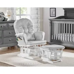 Suite Bebe Mason Glider and Ottoman - White Wood and Gray Fabric