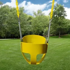 Gorilla Playsets Full Bucket Toddler Swing - Yellow with Yellow Chains
