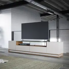 85.43" Vanderbilt TV Stand for TVs up to 70" Off White/Maple Cream - Manhattan Comfort