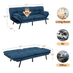 Vipbear 71" Foldable  Sofa Bed, Memory Foam Sleeper Sofa, Modern Folding Small Recliner for Living Room, Office, Apartment