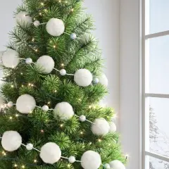 6' Christmas Pom Pom and Bead Garland White - Wondershop&trade;