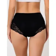 Agnes Orinda Women's Plus Size Mid-Rise Comfy Hipster Lace Trim Silky Briefs
