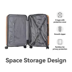 NAYSAYE Luggage ABS Hardshell 3 Piece Spinner Set with TSA Lock and Nested Design for Travel, Champagne, 20.67"*11.61"*29.92"
