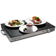 MegaChef Electric Food Warming Tray with Adjustable Temperature Control: Stainless Steel Buffet Server, 1500W, Silver