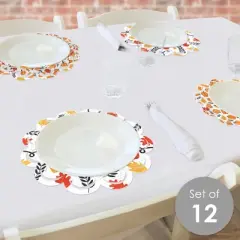 Big Dot of Happiness Fall Pumpkin - Halloween or Thanksgiving Party Round Table Decorations - Paper Chargers - Place Setting For 12