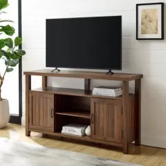 Modern Farmhouse Highboy Double Grooved Door TV Stand for TVs up to 65"  - Saracina Home