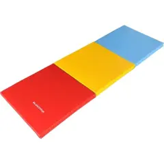 BalanceFrom Fitness GoGym 6' x 2' Folding Anti Tear Vinyl 3-Panel Gym Exercise Mat for Yoga, Aerobics, Pilates, & Gymnastics, Multicolor