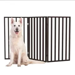 Pet Adobe Freestanding 3-Panel Folding Pet Gate - Dark Brown