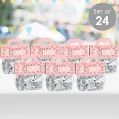 Big Dot of Happiness Bride Squad DIY Rose Gold Bridal Shower or Bachelorette Party Clear Goodie Favor Bag Labels Candy Bags with Toppers Set of 24