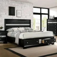 Queen Wetherby 2 Drawer Footboard Platform Bed Black - miBasics
