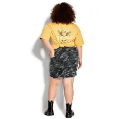 Women's Plus Size Tessa Ripped Skirt - black camo | SOCIETIE+