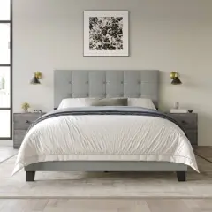 Home Design Sara Panel Bed with 2 Nightstands Gray