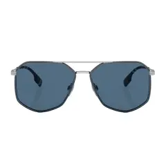 Burberry OZWALD BE 3139 100580 Unisex Geometric Sunglasses Silver Blue 58mm