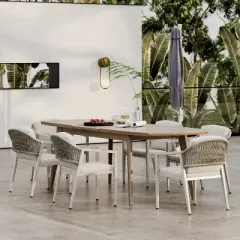 Christopher Knight Home Jiana 7 Pieces Outdoor Rustic Expandable Rattan, Metal and Acacia Wood Dining Set